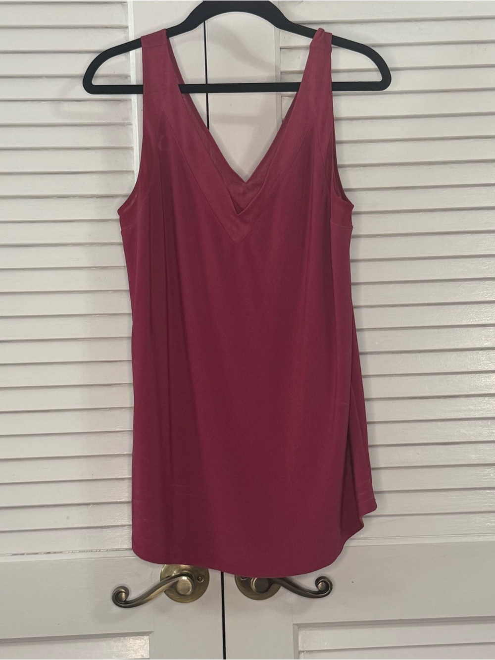 White House Black Market Raspberry Sleeveless V-Neck Top